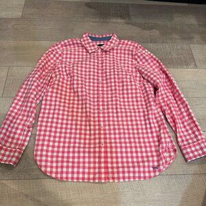 TALBOTS WOMENS LARGE PINK PLAID LONG SLEEVE BUTTON UP SHIRT